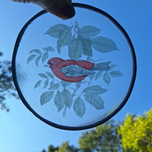 Red Bird Suncatcher Stocking Stuffers Bird Lover Gifts Glass Metal Wall Decor - Picture 6 of 16